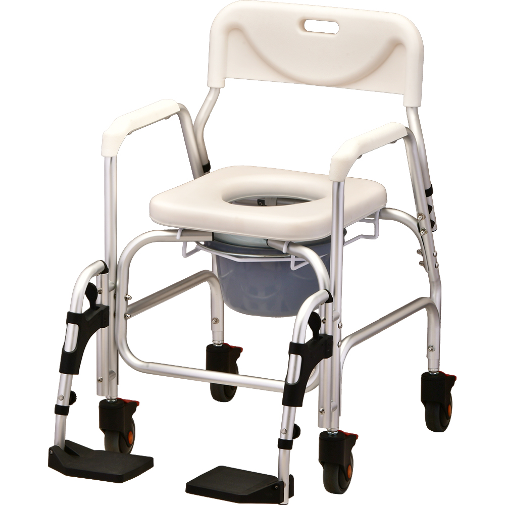 Rolling Shower Chair Commode with Footrests